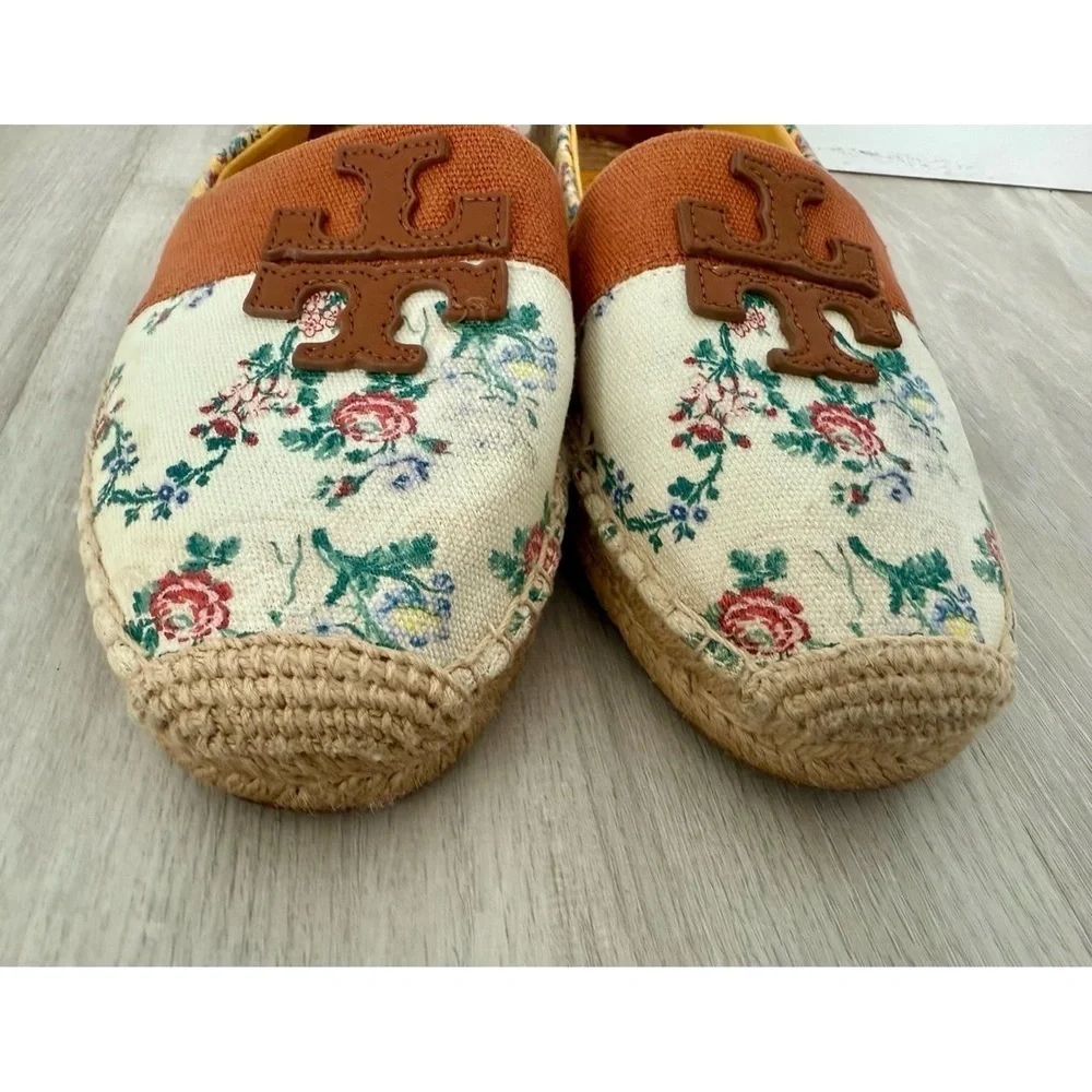 Tory Burch Weston Flat Espadrille Printed Canvas Size 8.5 French Paisley Floral - Picture 4 of 12